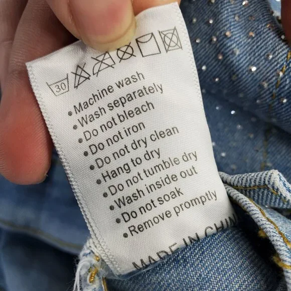 PHOEBE J. Jacket Womens XL Blue Rhinestone Button-Up Long Sleeve Denim *NWT* - Picture 4 of 10